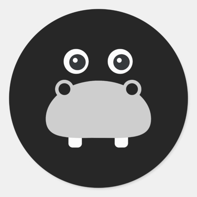 Adesivo Redondo Kawaii Hippo Enfrenta Fáceis Meninos De Figurino D (Frente)