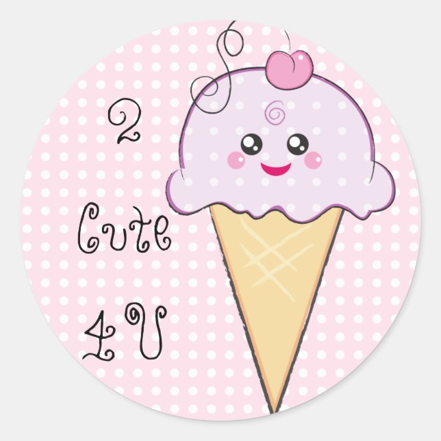 Adesivo Redondo Kawaii Ice-Cream Sticker (Frente)
