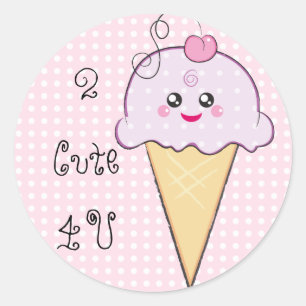 Adesivo Redondo Kawaii Ice-Cream Sticker