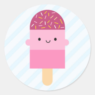 Adesivo Redondo Kawaii Ice Lolly / Popsicle