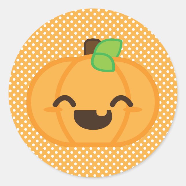 Adesivo Redondo Kawaii Jack O Lanterna Pumpkin Stickers (Frente)