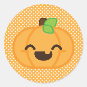 Adesivo Redondo Kawaii Jack O Lanterna Pumpkin Stickers