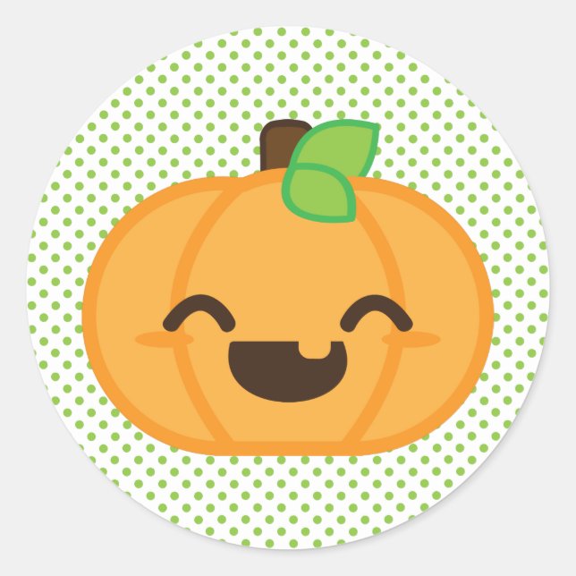 Adesivo Redondo Kawaii Jack O Lanterna Pumpkin Stickers (Frente)