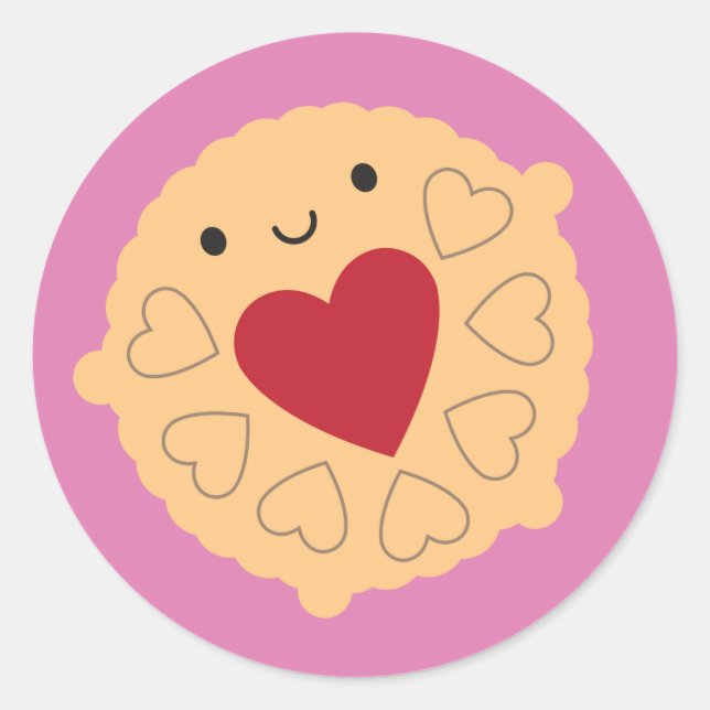 Adesivo Redondo Kawaii Jammie Dodger Biscuit (Frente)