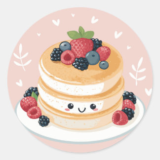 Adesivo Redondo Kawaii Kawaii Pancakes Adorável Design