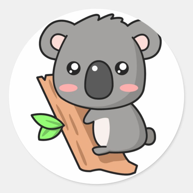 Adesivo Redondo Kawaii Koala (Frente)