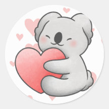 Kawaii Koala Hugging Heart adorável
