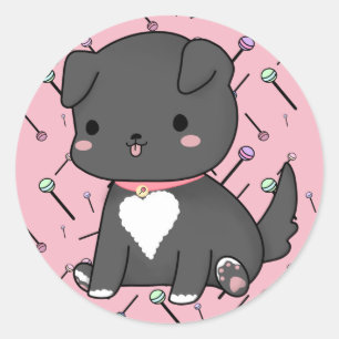 Adesivo Redondo Kawaii Lollipop Pup Sticker
