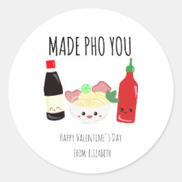 Adesivo Redondo Kawaii Made Pho Each Other Valentine's Day Noodles
