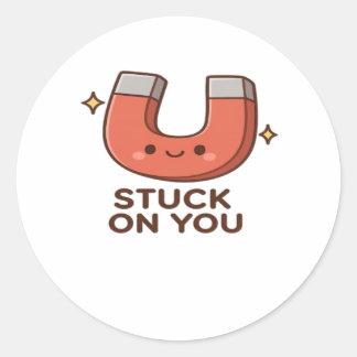 Adesivo Redondo Kawaii Magnet Stuck On You Cute Playful Style 