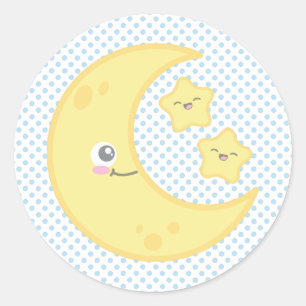 Adesivo Redondo Kawaii Moon e Stars Stickers