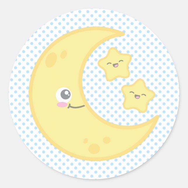 Adesivo Redondo Kawaii Moon e Stars Stickers (Frente)