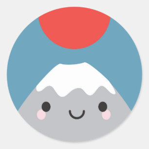 Adesivo Redondo Kawaii Mt Fuji San