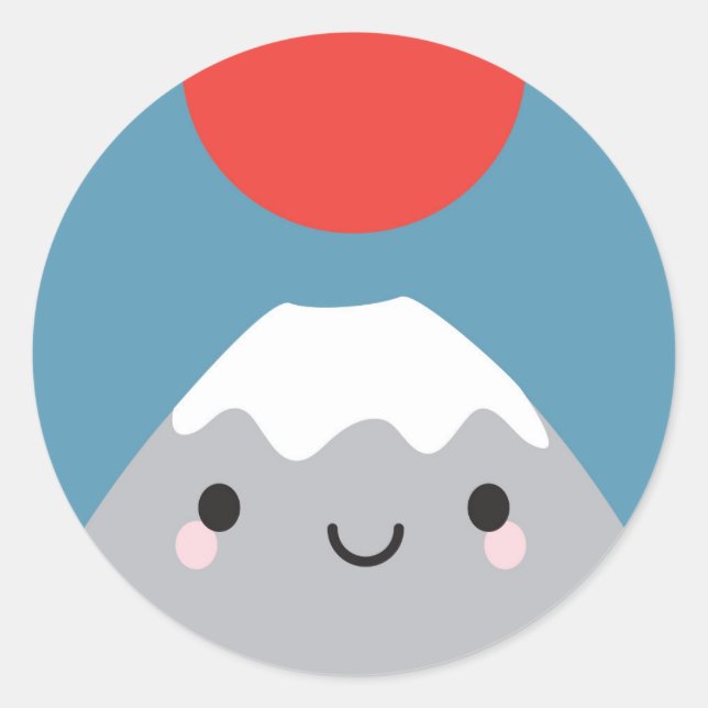 Adesivo Redondo Kawaii Mt Fuji San (Frente)