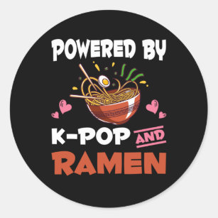 Adesivo Redondo Kawaii Noodles Kpop, viciado por K-pop e Ramen