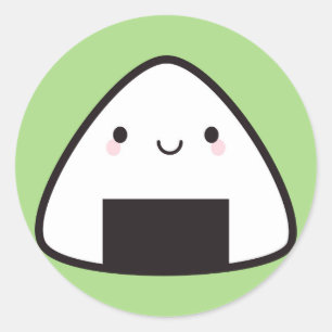 Adesivo Redondo Kawaii Onigiri Rice Ball