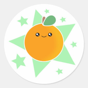 Adesivo Redondo Kawaii Orange Burst Stickers