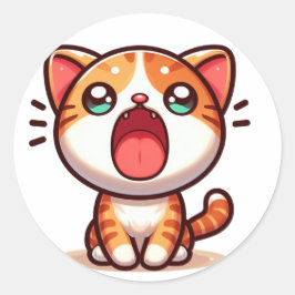 Adesivo Redondo Kawaii Orange Cat
