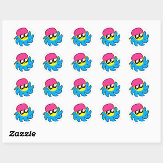 Adesivo Redondo Kawaii Pan Pride Octopus Stickers