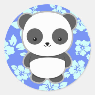 Adesivo Redondo Kawaii Panda