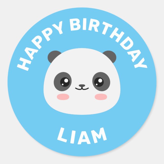 Adesivo Redondo Kawaii Panda (Frente)