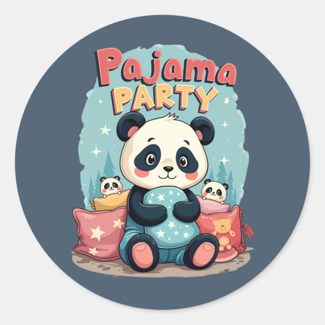 Adesivo Redondo Kawaii Panda Pajama Partido Cozy Sleepover Aestéti (Frente)