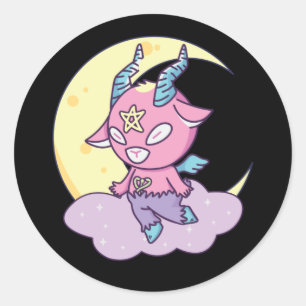 Adesivo Redondo Kawaii Pastel Cores Gótico Gótico