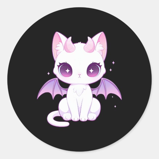 Adesivo Redondo Kawaii Pastel Gótico Cachorro, Maravilha de Demôni (Frente)