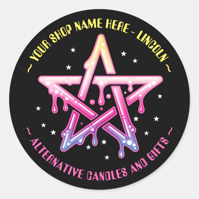 Adesivo Redondo Kawaii Pentagram Witchcraft Classic Round (Frente)