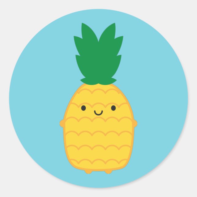 Adesivo Redondo Kawaii Pineapple (Frente)