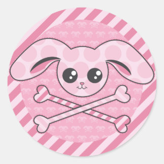 Adesivo Redondo Kawaii Pink Bunny Skull
