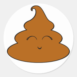 Adesivo Redondo Kawaii Poo Poo