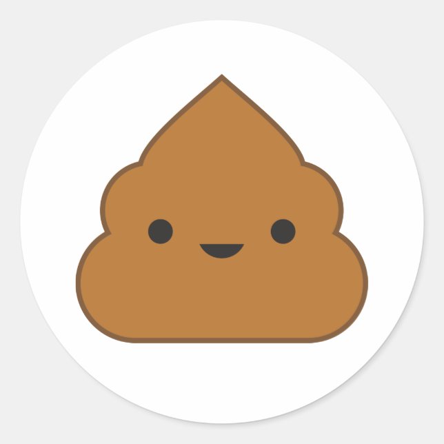 Adesivo Redondo Kawaii Poop Sticker (Frente)