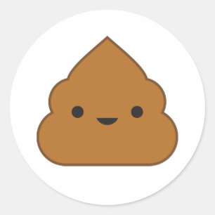 Adesivo Redondo Kawaii Poop Sticker