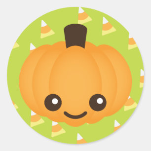 Adesivo Redondo Kawaii Pumpkin