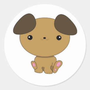 Adesivo Redondo Kawaii Puppy Sticker