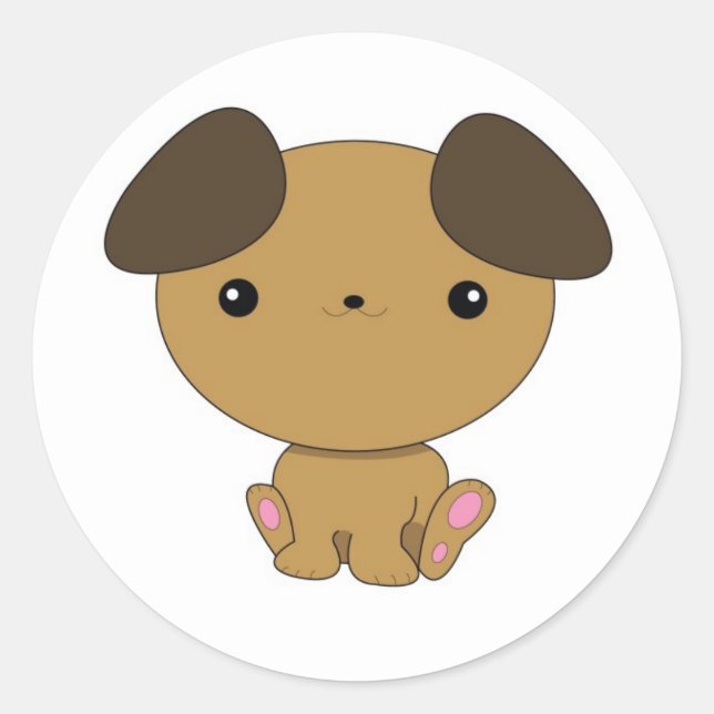 Adesivo Redondo Kawaii Puppy Sticker (Frente)