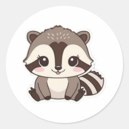 Adesivo Redondo Kawaii Raccoon Round Sticker