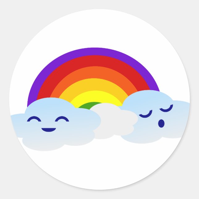 Adesivo Redondo Kawaii Rainbow (Frente)