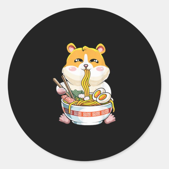 Adesivo Redondo Kawaii Ramen Cute Hamster (Frente)