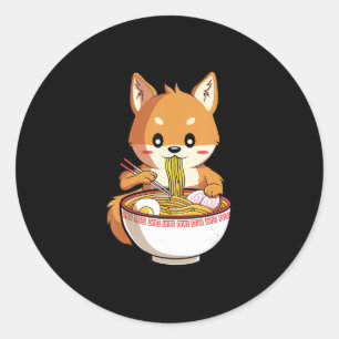 Adesivo Redondo Kawaii ramen shiba inu presente de amante de mac