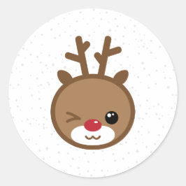 Adesivo Redondo Kawaii Reindeer Stickers