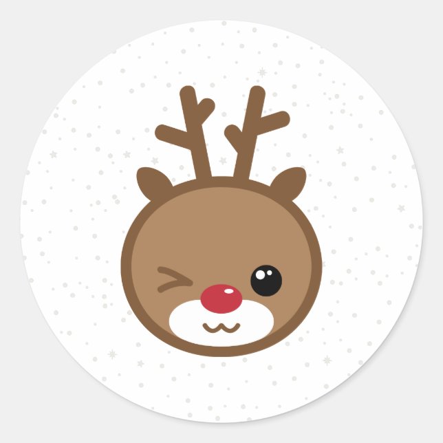 Adesivo Redondo Kawaii Reindeer Stickers (Frente)