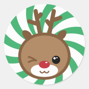Adesivo Redondo Kawaii Reindeer Stickers
