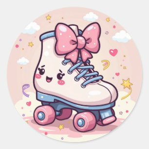 Adesivo Redondo Kawaii Roller Cutie – Patins Pastel com Laços