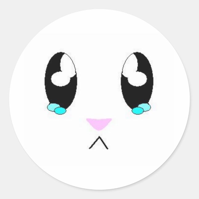 Adesivo Redondo Kawaii Sad Bunny Face (Frente)