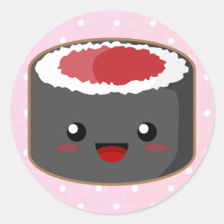 Adesivo Redondo Kawaii Salmon Roll