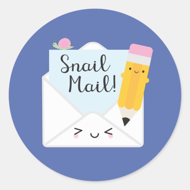 Adesivo Redondo Kawaii Snail Mail (Frente)