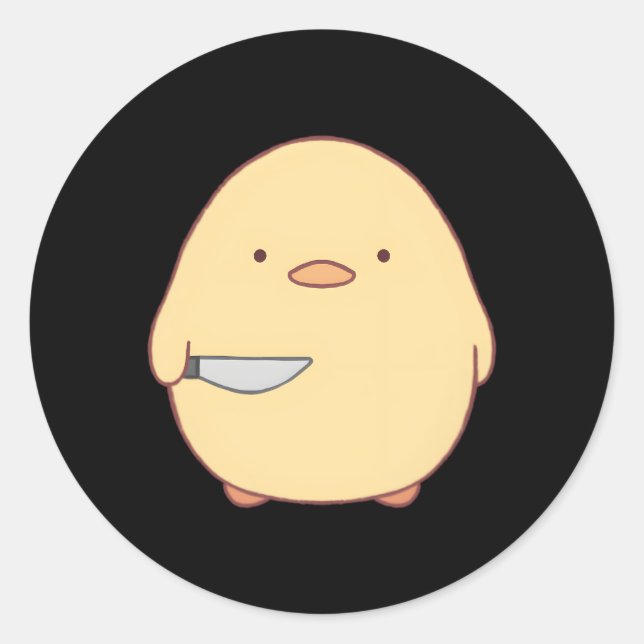 Adesivo Redondo Kawaii Stability Duck Com Faca (Frente)