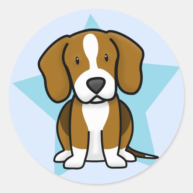 Adesivo Redondo Kawaii Star Beagle Stickers (Frente)